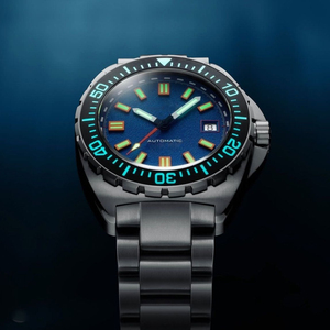 Reloj de buceo automático Sellita SW200-1 de 300 m, de acero inoxidable, con logotipo personalizado OEM, esfera de aluminio anodizado azul con tabla de descompresión. - Product Image 2