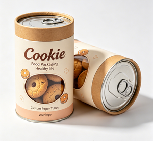 Custom Paper Tube Cookie Packaging with Window Craft Paper Food Grade Round Cylinder Recyclable Four-Color Printing - Product Image 4