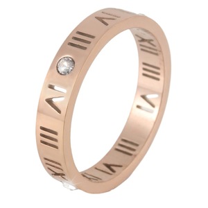 yunnique <b>Titanium</b> Steel <b>Ring</b> Women Roman Numerals 18K Rose Gold Diamond Set Fashion Jewelry Gift - Product Image 5