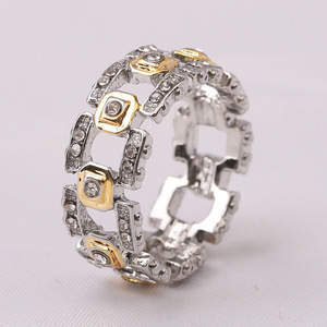Geometric <b>Crystal</b> <b>Ring</b> Gold Rose Gold Pave Setting Everyday Wear Unisex Jewelry - Product Image 3