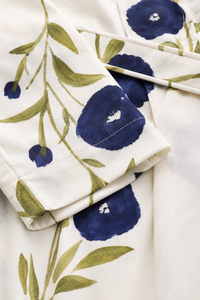 Bata de baño de algodón con estampado floral para mujer, cuello en V, manga larga, transpirable, de longitud completa, estilo kimono, con pantalones y cinturón, conjunto envolvente para el hogar - Product Image 6