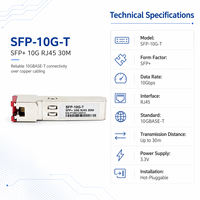 Transceiver 10G SFP+ RJ45 Kompatibel 30m 10GBASE-T Modul Tembaga untuk Switch dan Router