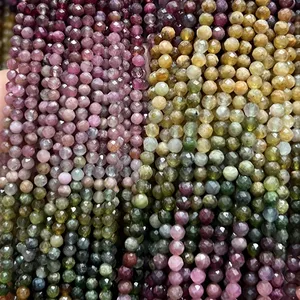 Natural Loose Beads Smokey Quartz Pink Tourmaline Garnet Crystal Round Stone Gemstone Beads For Necklace Bracelet Making