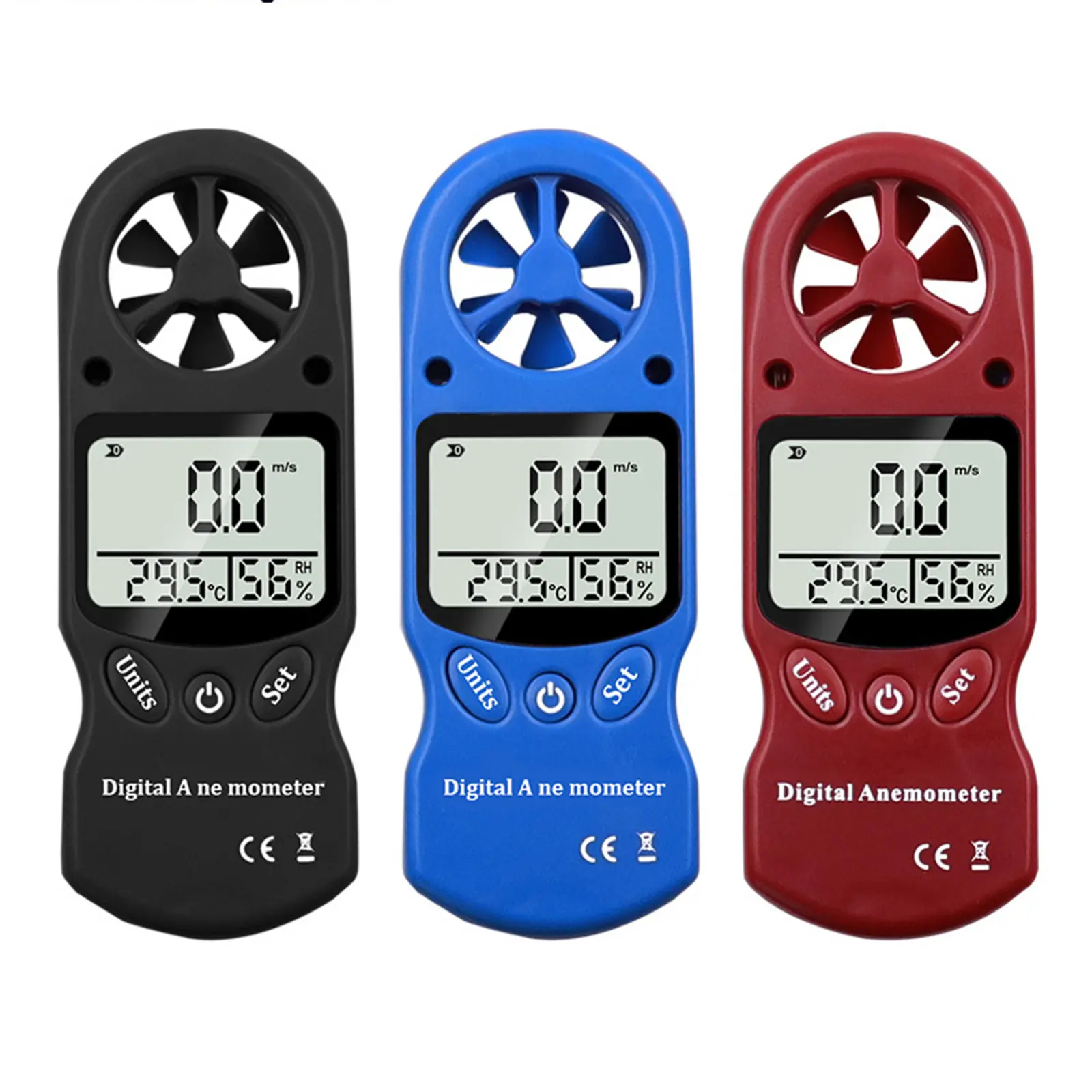 Mini termômetro digital portátil multifunção, medidor de velocidade do vento, anemômetro e higrômetro