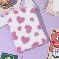 Vente flash - Carnet A5 en fourrure de lapin colorée à motif cœur pour la Saint-Valentin - Cadeau pour étudiants