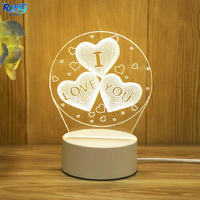 Lámpara Nocturna LED 3D con Ilusión Óptica, Mini Lámpara de Mesa Decorativa USB de Plástico Blanco Cálido para Niños, Regalo