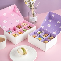 Design personnel rose bleu Rectangle 4*6 pouces Cookies Biscuit Bonbons Muffin Cupcake Livraison de cadeaux Boîte en papier ondulé avec couvercle