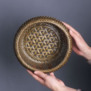 Handmade <b>Bamboo</b> Woven Storage Basket Round Kitchen Fruit Vegetable <b>Container</b> Natural Material Crafted For Neatening - Product Image 4