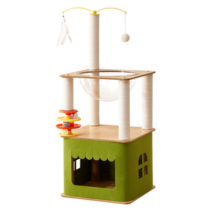 2024 Modern lüks kedi ağacı Scratcher kulesi mobilya doğal Sisal tırmalama mesajları sürdürülebilir ahşap kedi kulesi - Product Image 1