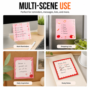 Bonitas notas adhesivas con diseño de manzana y corazón, blocs de notas autoadhesivos, duraderos y extraíbles para la escuela, la oficina y la organización diaria. - Product Image 3