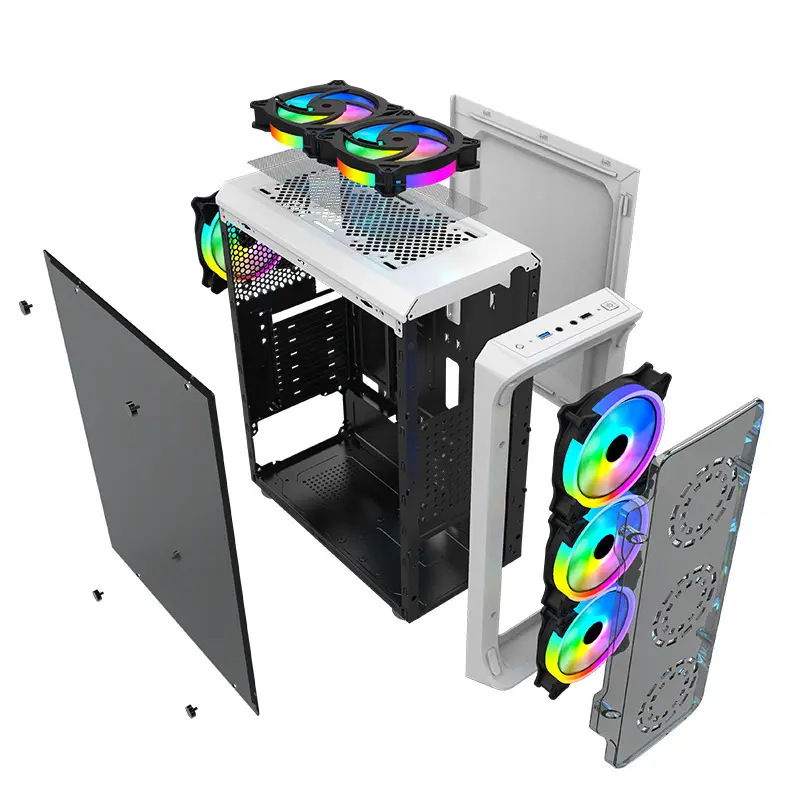 Preço de fábrica OEM Gaming Computer Cases & Towers PC Gaming Case com RGB LED Fan Suporte ATX Micro ATX