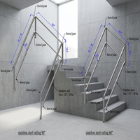 Rampe d'escalier en fer avec articulations pivotantes, design moderne, installation facile, étagères de présentation pour usage domestique et commercial