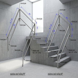Barandilla de Escalera de Hierro con Juntas Giratorias, Diseño Moderno, Fácil Instalación para Uso Doméstico y Comercial - Product Image 3
