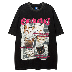 T-shirt da uomo YPRS in cotone traspirante a maniche corte, stile streetwear, design retrò con motivo a giornale, vestibilità rilassata e oversize - Product Image 5