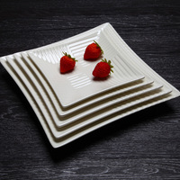 Assiette de service en mélamine blanche d'usine, vaisselle japonaise, plat carré de haute qualité, brillant, personnalisable, incassable, durable