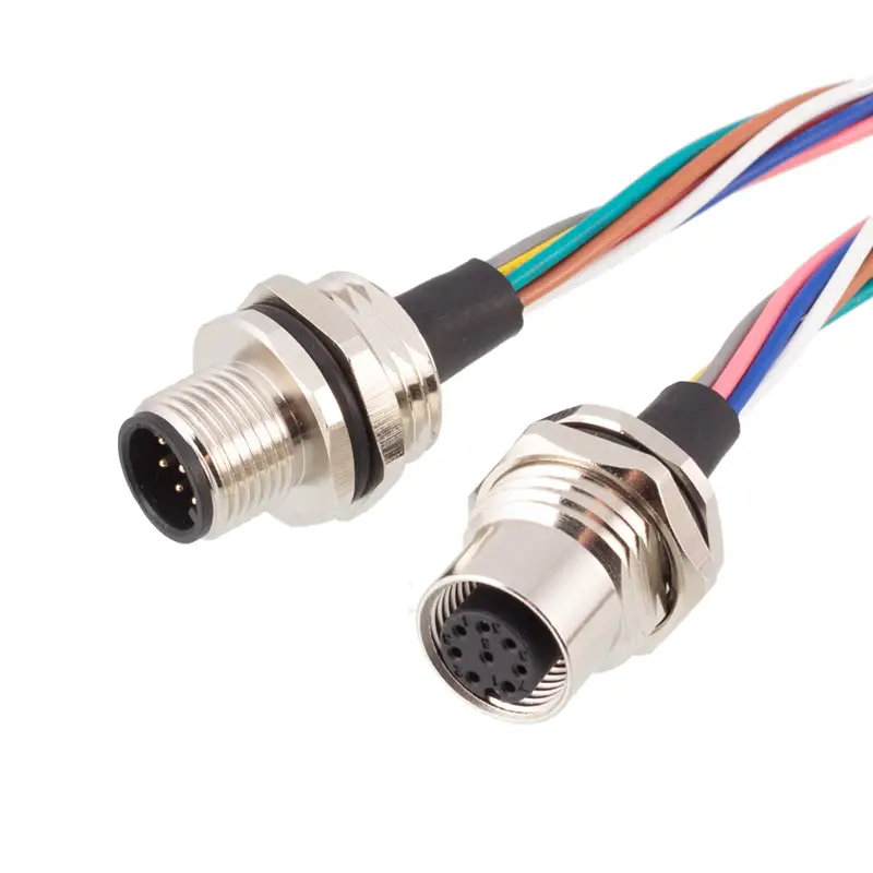 M12 su geçirmez IP67 vida dişli kaplin sensörü konnektör dişi soket 4 5 8 pin M12 Panel arka montaj tel kablo konnektör