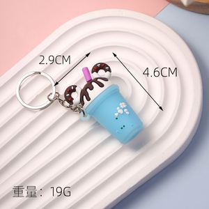 Llavero de lujo superventas con forma de taza de helado y té con leche, de PVC blando con impresión UV, diseño 3D, bonitos dijes de donut para bolso - Product Image 4