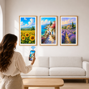 Marco de Fotos Digital 4K Ultra HD de 43 Pulgadas <span class=keywords><strong>con</strong></span> Reloj, Compatible <span class=keywords><strong>con</strong></span> MP3 y MP4, Conexión WiFi, Pantalla Mate Antireflejo, Aplicación Gratuita - Product Image 1