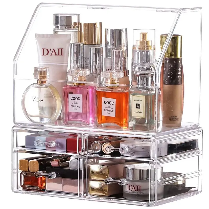 Hot Sale Large Capacity Drawers Type Cosmetic Organizer Storage Box Acrylic Transparent Makeup Storage