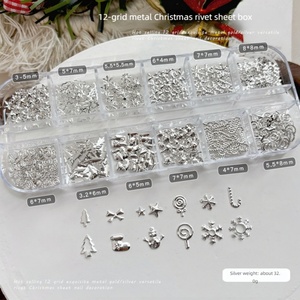 Bijoux de Noël pour ongles en forme de rivet, boîte longue, flocon de neige de forme spéciale, en alliage, à fond plat, en métal, avec diamants, breloques personnalisées pour ongles - Product Image 5