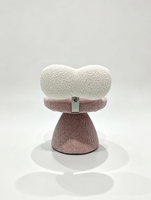 Tabouret de maquillage pivotant en tissu bouclé, dossier papillon, style champignon, moderne et minimaliste