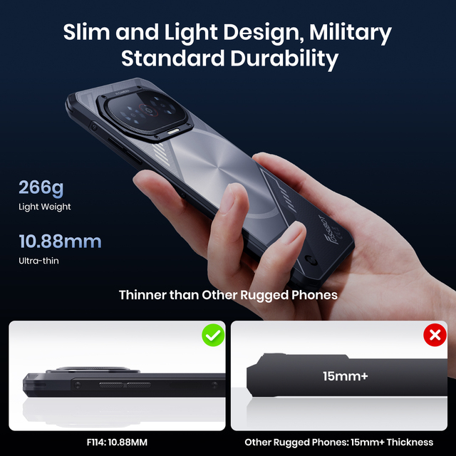 Fossibot F114 5G 18W Charging Dynamic Breathing Light 5000mAh Battery 128GB Waterproof Android15 Dual SIM NFC Rugged Smartphone