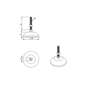 יצרן סין 7058/100-m12*80/100 רגליים מתכווננת רגליים עם צלחת הרכבה מתכווננת רגליים m8 m10 m12 - Product Image 3