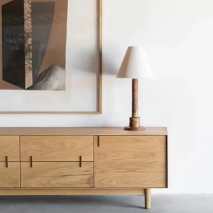 Meuble TV de luxe en noyer massif avec tiroirs pour salon moderne - Product Image 4