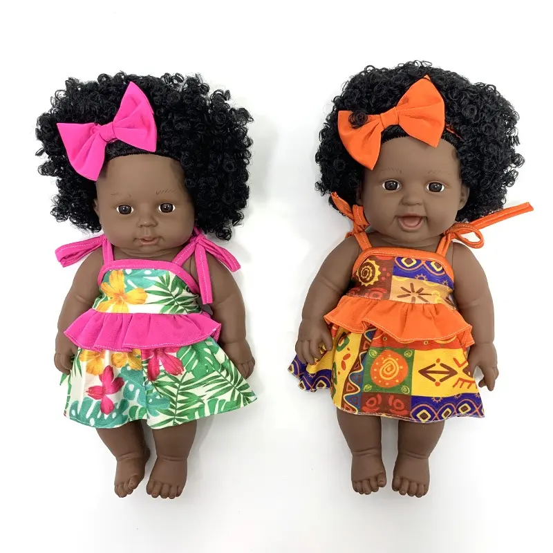 Muñeca de silicona lavable para bebé, juguete de muñeca africana con ropa, color negro, realista, 12 pulgadas, 2022
