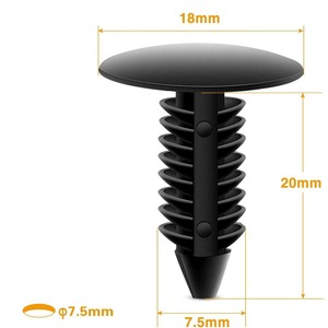 Auto Fastener <b>Push</b> <b>Pin</b> Clip 18mm Diameter 20mm Length 7.5mm Hole For Car Fender Bumper Trunk Repair Replacement - Product Image 1
