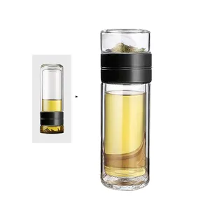 Chai Nước Thủy Tinh Cách Nhiệt Hai Lớp Borosilicate Chất Lượng Cao Logo Tùy Chỉnh Khuyến Mại Có Nắp Đậy Dụng Cụ Pha Trái Cây