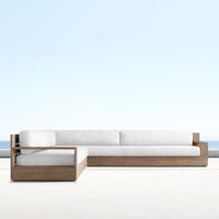 Ensemble de canapé d'extérieur en teck en forme de L moderne avec table basse, écologique, imperméable et durable pour cour et villa