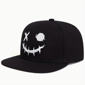 Viral 5 Styles Smile Embroidery Snapback Hat <b>Men</b> Women Hip Hop <b>Flat</b> Brim Baseball <b>Cap</b> Streetwear Sun <b>Cap</b> - Product Image 3