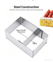 Molde Rectangular Ajustable y Retráctil de Acero Inoxidable para Mousse, Herramientas de Cocina, Anillo para Pastel, Utensilios Cuadrados para Hornear