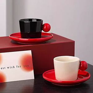 High-Aesthetic Ceramic Coffee <b>Cup</b> <b>Saucer</b> Set Minimalist Modern Porcelain One-<b>Cup</b>-One-<b>Saucer</b> Afternoon Tea Water <b>Cup</b> Gift Set - Product Image 2