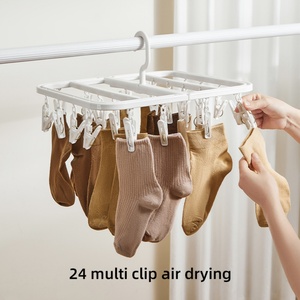 Custom Logo/Color Square Thickened Underwear Socks Drying Rack Foldable Sturdy Clothes Drying Rack with <b>Clips</b> for Household - Product Image 5