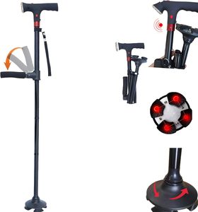 Canne de marche intelligente pour hommes et femmes, cannes de marche améliorées avec lumière et alarme <span class=keywords><strong>SOS</strong></span>, pliables, deux poignées, cannes réglables pour personnes âgées - Product Image 1