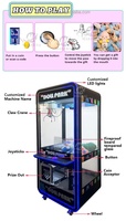 Machine à griffes de luxe rose avec éclairage spectaculaire, jeu d'arcade Clawee