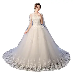 Top Quality tulle luxury lace white bridal wedding dress Three Quarter Sleeves Beads Backless Wedding Dress