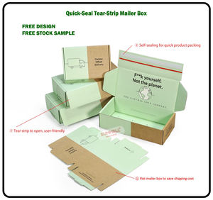 กล่องไปรษณีย์ลูกฟูกพิมพ์โลโก้ตามสั่ง พร้อมแถบฉีกเปิด กล่องกระดาษแข็งพิมพ์สีปิดผนึกเอง กล่องบรรจุภัณฑ์แบบซิปสำหรับเสื้อผ้า - Product Image 3