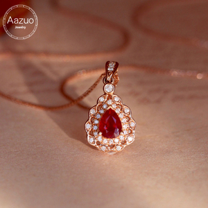 Aazuo-Joyería de lujo para mujer, oro rosa de 18 quilates, zafiro, diamantes reales, collar con colgante de pera clásico, regalo de boda, cumpleaños, AU750 - Product Image 1
