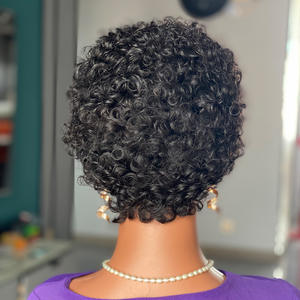 Perruques courtes bouclées en cheveux humains pour femmes noires, usage quotidien et fêtes, <span class=keywords><strong>perruque</strong></span> courte bob avec super double trame et qualité supérieure - Product Image 3