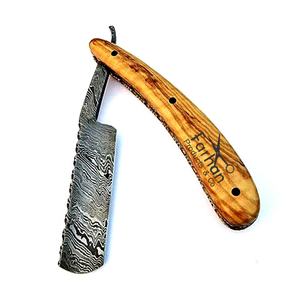 Afeitadora ready de Damasco, maquinilla de afeitar recta con mango de materiales naturales únicos, nueva - Product Image 1