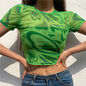 T-shirt Sportiva da Donna con Scollo Rotondo, Maniche Corte in Rete Sexy, <span class=keywords><strong>Top</strong></span> Fitness Femminile - Product Image 4