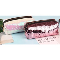 Pochette de maquillage rose doré personnalisée avec logo, étui carré scintillant pour femme, trousse à cosmétiques à paillettes pour enfants