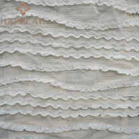 Tissu en Chiffon Transparent à Volants Rayés HAPPEAK, Tissu en Tulle à Volants 3D pour Robe de Soirée Femme