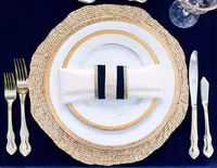 Moderne Gouden Glazen Opladerplaat Voor Bruiloft Hotel Restaurant Tafel Decoratieve Serveerschalen