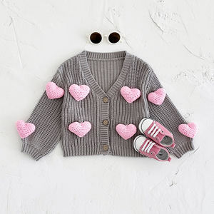 Bébé filles automne hiver à manches longues 100% coton pull respirant <span class=keywords><strong>Cardigan</strong></span> veste nouveau-né amour doux - Product Image 1
