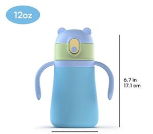 Kids BPA Free Insulated Mug 12oz Double Drinking Cup Stainless <b>Steel</b> Straw <b>Bottle</b> 350ml - Product Image 5