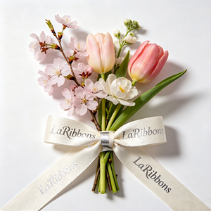 Wholesale Gold Foil Happy Love Pattern Printed Polyester Grosgrain <b>Ribbon</b> For Flower Bouquet Gift Box Holiday Wedding Decoration - Product Image 2